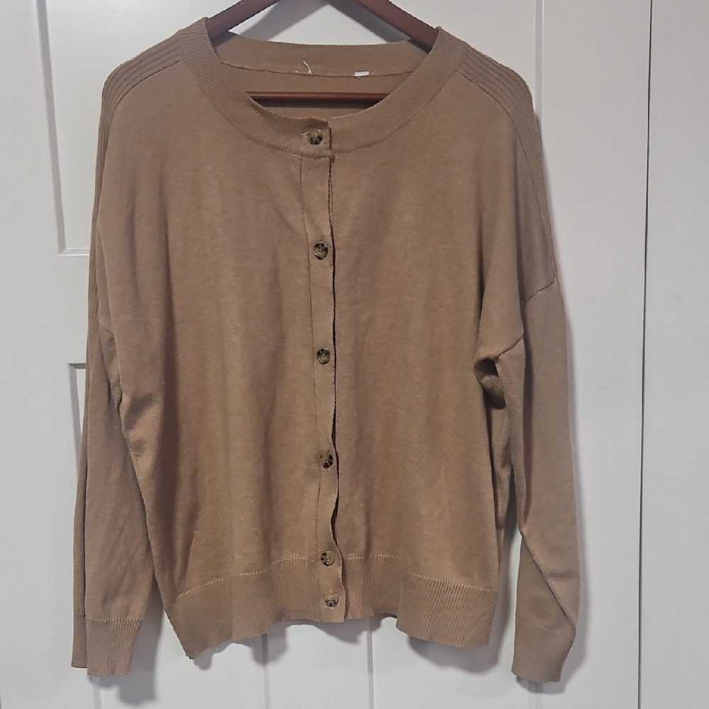 Women's Cardigan, tan/khaki, size XXL